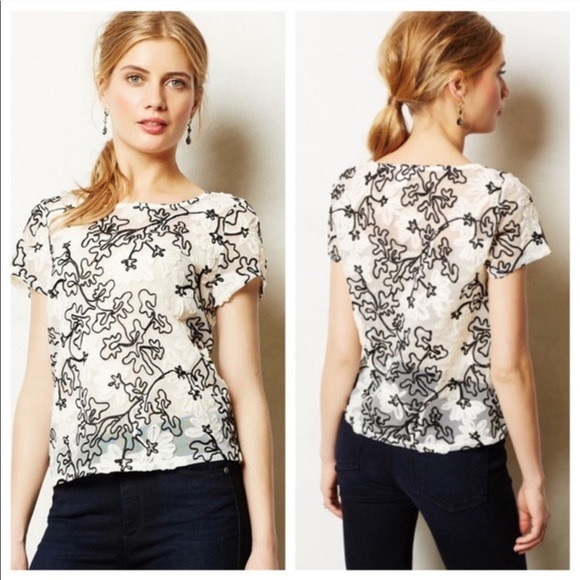 Anthropologie Tops - Anthropologie Meadow Rue Cherry Blossom Mesh Shirt